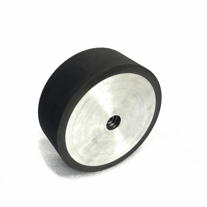 8in x 3in soft contact wheel for surface grinding on KMG 2x72 belt grinder